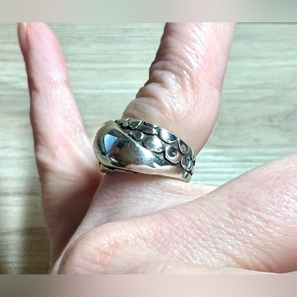 Vintage Sterling Silver Bali Indonesia Crossover Cobblestone Ring, Size 5, 6g - Picture 9 of 10